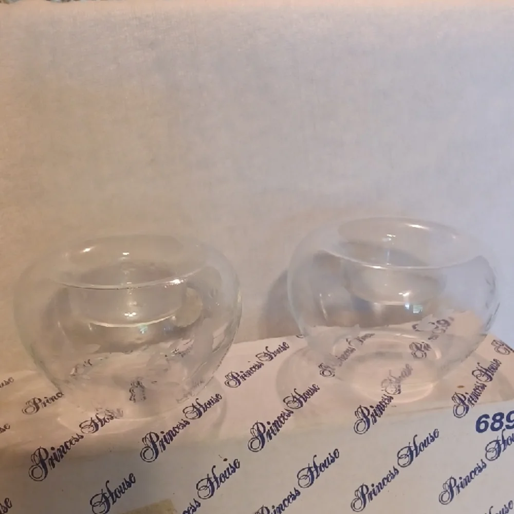 Princess House Clear Glass Candle Holders Set Of 2 Tealight Holders Crystal